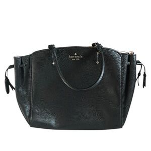 Kate Spade Authentic Black and Gold Leather Handbag/ Purse with Suede Interior